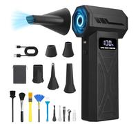 Soplador de Aire Eléctrico Inalámbrico 110.000 RPM, Mini Soplador Potente con Batería, 4 Velocidades y Luz LED, Ideal para Limpiar PC, Teclado, Portátil, Coche y Hojas