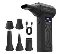 Soplador de aire, hasta 11 000 rpm, 3 velocidades ajustables, batería recargable de 5000 mAh, tamaño mini, con 4 boquillas y protección contra sobrecalentamiento.