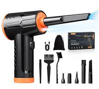 Soplador de Aire para PC, 3 Velocidades 100000U/min Soplador de Polvo Eléctrico, Compressed Air Duster con batería de Recargable 7600mAh y Luz LED, Soplador Aire Comprimido para Laptop, Teclados,Coche