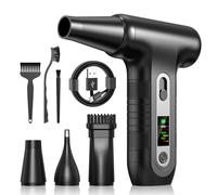 Soplador de Aire Potente 200000 RPM - Air Duster con Pantalla Digital HD, Batería 6000 mAh, Aire Comprimido Limpieza PC, Teclado, Electrónica, Sustituto de Spray Aire Comprimido, W06, Negro