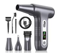 Soplador de Aire Potente 200000 RPM - Air Duster con Pantalla Digital HD, Batería 6000 mAh, Aire Comprimido Limpieza PC, Teclado, Electrónica, Sustituto de Spray Aire Comprimido, W06, Plata
