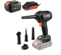 Soplador de Aire Potente Inalámbrico Brushless DCB-203BC Compact - Motor 280W, 30 m/s, 4 Velocidades - Limpieza PC, Taller, Barbacoa e Hinchables - Kit con Batería 6Ah y Cargador - Por Dnipro-M