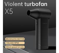 Soplador de chorro eléctrico 130000 RPM, 52 para flujo de aire M/s, motor sin escobillas, batería de 3000 mAh, carga tipo C, para limpiar coches, teclados, cámaras, sofás, mascotas, color negro