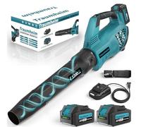 Soplador de Hojas a Batería, Inalámbrico, 3 Velocidades, 1200 m³/h, con 2 Baterías de 4,0Ah/21V, para Jardín, Hojas, Polvo y Nieve