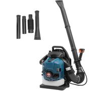 Soplador de hojas de gasolina de 4 tiempos, 75,6 cc, soplador de hojas de 2,6 kW con mochila, soplador de hojas accionado por gas, velocidad ajustable, 7000 r/min, volumen de aire 14,1 m³/s, depósito