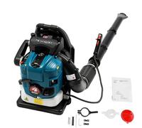 Soplador de hojas de gasolina de 75.6 CC de 4 tiempos, mochila soplador de hojas de 2600 W 7000 rpm, velocidad ajustable, aspiradora y sopladores de aire de motor de mano, tubo ajustable de 180° para