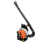 Soplador de hojas de mochila potente, 63cc de gasolina, motor de 2 tiempos, 1.7 CV, de mochila, de una mano, ideal para el cuidado del jardín y la limpieza de calles (naranja)
