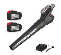 Soplador de hojas inalámbrico, 144 KM/H 400CFM Velocidad del aire Soplador de hojas con batería, Potente soplador de hojas eléctrico de 21 V para soplar hojas, Soplador eléctrico de hojas de jardín