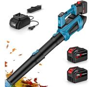 Soplador de hojas inalámbrico de 21 V profesional mejorado | Con 2 baterías de 4,5 Ah, 3 tubos intercambiables, 6 velocidades (360 km/h máx.), para césped, soplado de nieve y eliminación