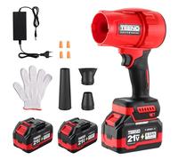 Soplador de hojas inalámbrico TEENO, 35000 RPM 2 x 6,0 Ah baterías, cargador y 3 boquillas incluidas, tres modos de velocidad, compatible con baterías Makita, ideal para terraza, callejones y jardín