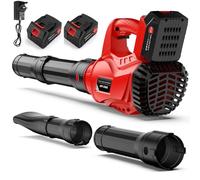 Soplador de Hojas, Soplador Bateria 21V con 2 Baterías de 4.0Ah y Cargador, Soplador de Hojas Bateria de 310 km/h con 6 Modos de Velocidad, Ligero para Jardín, Patio, Soplar Hojas y Polvo