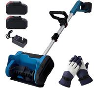 Soplador de nieve inalámbrico, pala eléctrica sin escobillas de 600 W con batería de 1300 mAh, penetración de 16 cm para limpiar coches y pasarelas al instante, incluye 2 baterías para bricolaje en