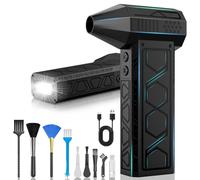 Soplador de Polvo Eléctrico,180000 RPM,2025 Aire Comprimido Limpieza PC con Luz Auxiliar LED Light/Potente 4 Velocidades/Iluminación para Ordenadores, Coches, Teclado