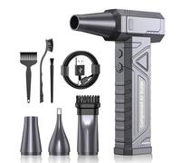 Soplador eléctrico de aire comprimido para limpieza de PC, 200000 RPM, 4 velocidades, mini soplador ajustable con batería, ventilador de aire para teclado, casa, exterior, coche, W18, plata