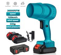 Soplador Eléctrico Inalámbrico de Alta Velocidad de 120 km/h, Soplador Turbo para Nieve y Hojas, Ventilador de Chorro Eléctrico para Makita 21V Blue 2 Battery