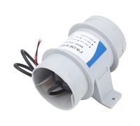Soplador en línea de grado marino de 3 pulgadas y 12 V para circulación de aire de yates, ventilador de cinco hojas, 145 CFM, carcasa compacta de ABS de 130,5 x 128,5 x 95 mm
