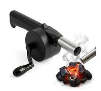 Soplador Manual de Barbacoa y Chimenea - Fuelle de Manivela para Carbón y Leña - Ventilador Portátil para Encender Fuego en Barbacoas, Estufas, Camping y Picnic - Ecológico Sin Pilas ni Electricidad