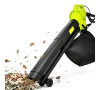 Soplador Y Aspiradora De Hojas De 3000 W, Aspiradora Trituradora Y Mulcher para Jardín, Soplador, Aspiradora Y Mulcher Eléctrico para Jardín con Bolsa Recolectora De 40 L Y Ruedas.