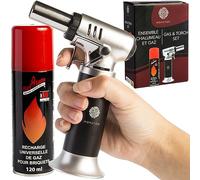 Soplete de Cocina Profesional Mechero Largo para Caramelar, Tostar y Derretir. Incluye Botella de Gas