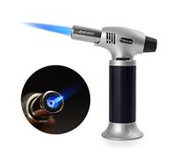 Soplete de cocina, recargable, soplete culinario con bloqueo de seguridad y llama ajustable, ideal para postres de crema brulee, hornear, barbacoa, barbacoa, bricolaje (Negro)