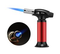 Soplete de cocina, recargable, soplete culinario con bloqueo de seguridad y llama ajustable, ideal para postres de crema brulee, hornear, barbacoa, barbacoa, bricolaje (Rojo)