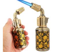 Soplete de soplado retro de cobre artesanal, quemador de butano profesional con cierre de seguridad, llama recargable ajustable multiusos para soldadura artesanal (gas butano no incluido)