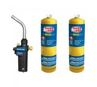 Super Ego Kit de soplete Pro-Fire + 2 Cartuchos Gas MAPP ROTHENBERGER 1500002772-Pack romassgas, Acero Inoxidable, Arándano, Extra Grande, 2