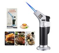 Sopletes de Cocina, Ajustable y Recargable Soplete Gas con Cerradura de Seguridad, Llama Azul 1300 ℃, para Comida Bbq,Horneado,Brulée Crema,Cámping - Butano no Incluido