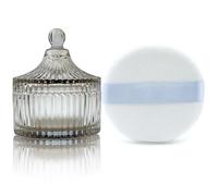 Soplo de polvo ultra suave y contenedor de terciopelo de alta densidad de 3.3 pulgadas, lavable y reutilizable, para polvo corporal y soporte para tarro de vidrio, caja de polvo suelta con soplo para