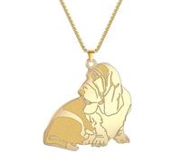 Sopodbacker Collar Colgante Cadena Hombre Mujer Joyas Necklace Basset Hound Perro Animal Colgante Collar Mujeres Hombres Cadena Larga Regalos Color Dorado