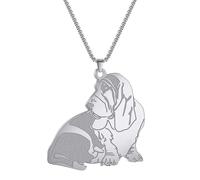 Sopodbacker Collar Colgante Cadena Hombre Mujer Joyas Necklace Basset Hound Perro Animal Colgante Collar Mujeres Hombres Cadena Larga Regalos Steelcolor