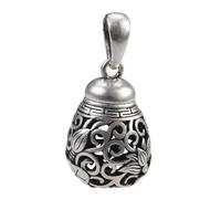 Sopodbacker Collar Colgante Cadena Hombre Mujer Joyas Necklace Colgante Abierto Retro Estilo Étnico Colgante De Loto Hueco Hombres Y Mujeres Fiesta Geométrica Boda 可打开香囊吊坠+60Cm珍珠链