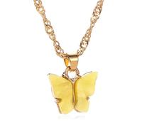 Sopodbacker Collar Colgante Cadena Hombre Mujer Joyas Necklace Colgante De Cadena De Clavícula Salvaje Larga Collares Mariposa Mujeres Joyería Regalos Fiesta De Boda Amarillo