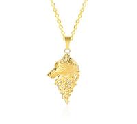 Sopodbacker Collar Colgante Cadena Hombre Mujer Joyas Necklace Collar Cabeza De Lobo Accesorios De Joyería Hombres Y Mujeres Punk Geométrico Fiesta De Boda 金色-40+5Cm项链