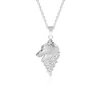 Sopodbacker Collar Colgante Cadena Hombre Mujer Joyas Necklace Collar Cabeza De Lobo Accesorios De Joyería Hombres Y Mujeres Punk Geométrico Fiesta De Boda 钢色-40+5Cm项链
