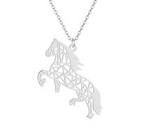 Sopodbacker Collar Colgante Cadena Hombre Mujer Joyas Necklace Collar Colgante De Caballo De Origami Joyería Fiesta Accesorios De Regalo Para Hombres Y Mujeres 钢色