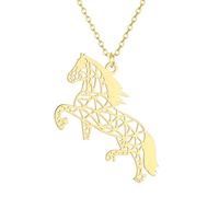 Sopodbacker Collar Colgante Cadena Hombre Mujer Joyas Necklace Collar Colgante De Caballo De Origami Joyería Fiesta Accesorios De Regalo Para Hombres Y Mujeres 金色