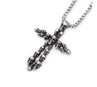 Sopodbacker Collar Colgante Cadena Hombre Mujer Joyas Necklace Collar Colgante Gótico Vintage Skull Cross Hombres Collares Punk Fiesta Nochain