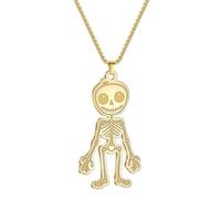 Sopodbacker Collar Colgante Cadena Hombre Mujer Joyas Necklace Collar Colgante Punk Hombres Calavera Gótica Cadena Larga Hip Hop Fiesta Joyería Regalos Color Dorado