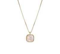Sopodbacker Collar Colgante Cadena Hombre Mujer Joyas Necklace Collar Cuadrado De Concha Blanca Forma Geométrica Colgante Fiesta Regalo Mujer