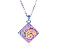 Sopodbacker Collar Colgante Cadena Hombre Mujer Joyas Necklace Collar Cuadrado Joyería Accesorios Hombres Y Mujeres Punk Geométrico Fiesta De Boda Retro 七彩-40+5Cm项链