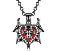 Sopodbacker Collar Colgante Cadena Hombre Mujer Joyas Necklace Collar De Calavera De Alas De Estilo Punk Accesorios Colgantes Oscuros Retro Hombres Y Mujeres Fiesta Boda Geométrica 白钻
