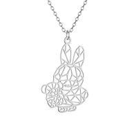 Sopodbacker Collar Colgante Cadena Hombre Mujer Joyas Necklace Collar De Conejo Y Oso De Origami Regalo Para Hombres Y Mujeres Fiesta Retro Geométrico 钢色