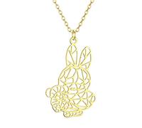 Sopodbacker Collar Colgante Cadena Hombre Mujer Joyas Necklace Collar De Conejo Y Oso De Origami, Regalo Para Hombres Y Mujeres Retro Party Geométrico 金色