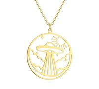 Sopodbacker Collar Colgante Cadena Hombre Mujer Joyas Necklace Collar Ufo Sun Joyería Minimalista Regalo De Amor Oro