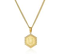 Sopodbacker Collar Colgante Cadena Hombre Mujer Joyas Necklace Collares con Iniciales Hexagonales para Mujeres A-Z Letter Pendant Regalo De Joyería De Boda U