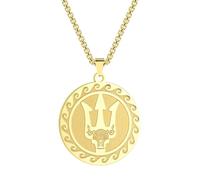 Sopodbacker Collar Colgante Cadena Hombre Mujer Joyas Necklace Dios Del Mar Colgante Collar Unisex Joyería Regalo Color Oro