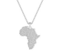 Sopodbacker Collar Colgante Cadena Hombre Mujer Joyas Necklace Mapa Del País Colgante Collar Cadena Collar Mujeres Fiesta Regalo Steelcolor
