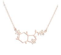 Sopodbacker Collar Colgante Cadena Hombre Mujer Joyas Necklace Molécula De Serotonina Química Collar Colgante Poligonal Joyería De Mujer 玫瑰金