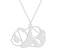 Sopodbacker Collar Colgante Cadena Hombre Mujer Joyas Necklace Origami Hollow Out Panda Colgante Collar Mujeres Animal Steelcolor